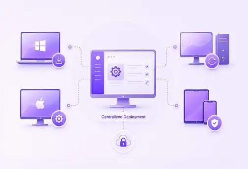 Centralized IT deployment for Windows, Mac, and mobile devices.