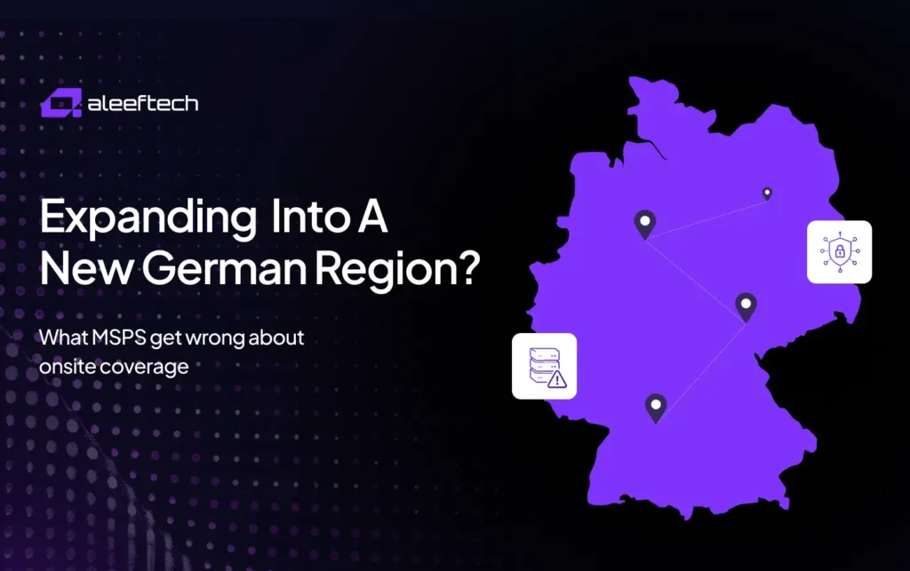 Map of Germany with icons representing IT support and network coverage for MSPs