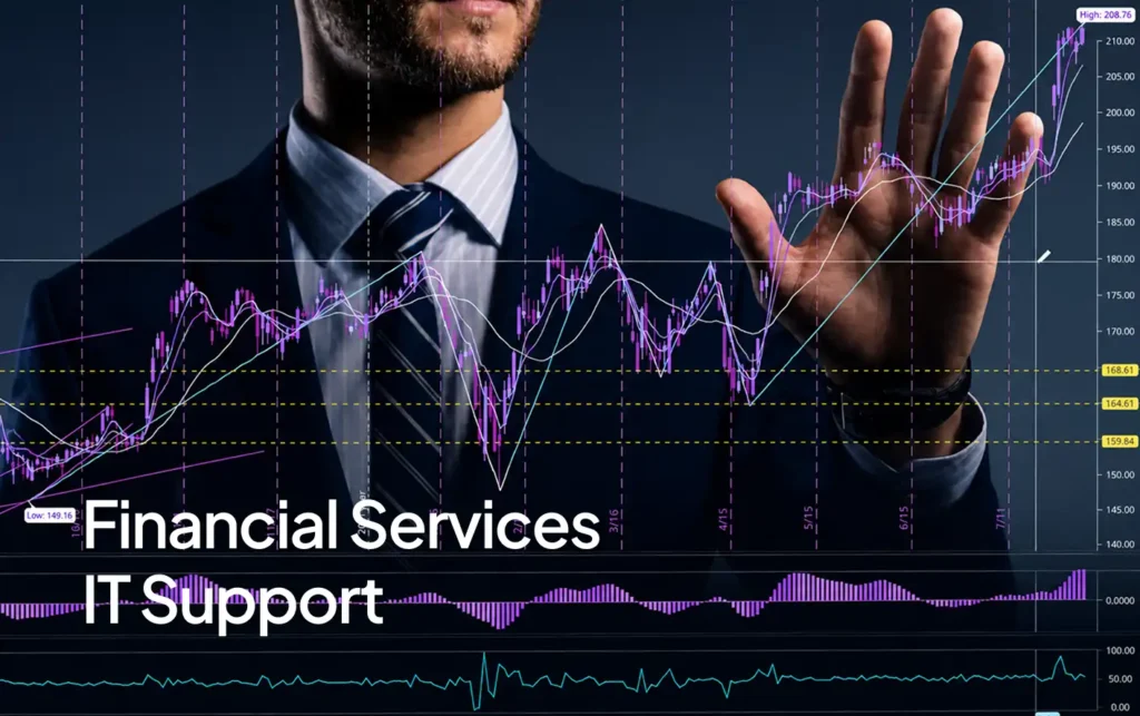 Financial Services IT Support: Man analyzing stock market data.