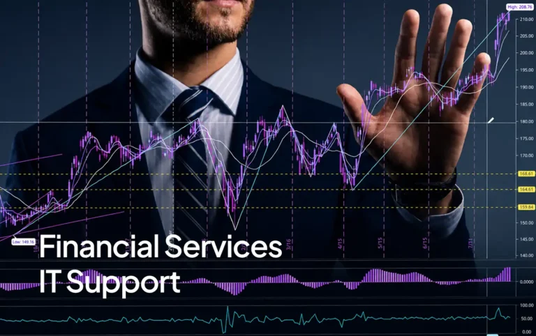 Financial Services IT Support: Man analyzing stock market data.